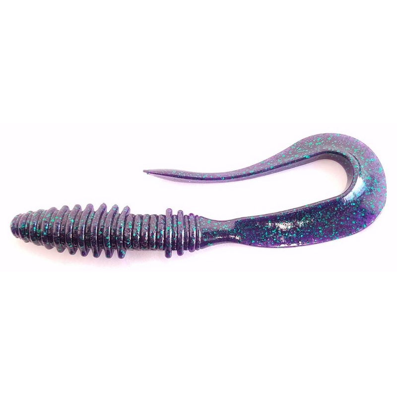 Keitech Mad Wag Original 7 inch Soft Plastic U-Tail Worm 6 pack Black Blue Flake