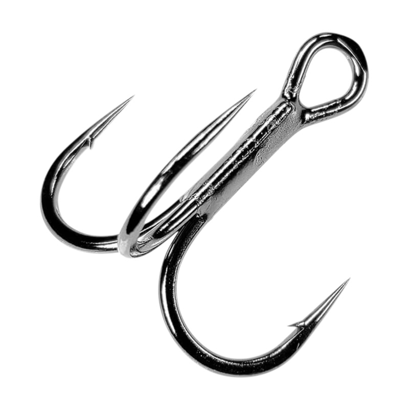 Short Shank Round Bend Treble Hook – Black 6