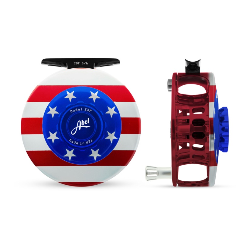 Abel SDF Fly Reel Solid – USA Flag Edition – 5/6 WT w/ Aluminum Platinum Handle 5/6 wt