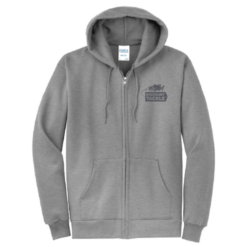 Discount Tackle Zip-Up Logo Hoodie Heather Gray Small