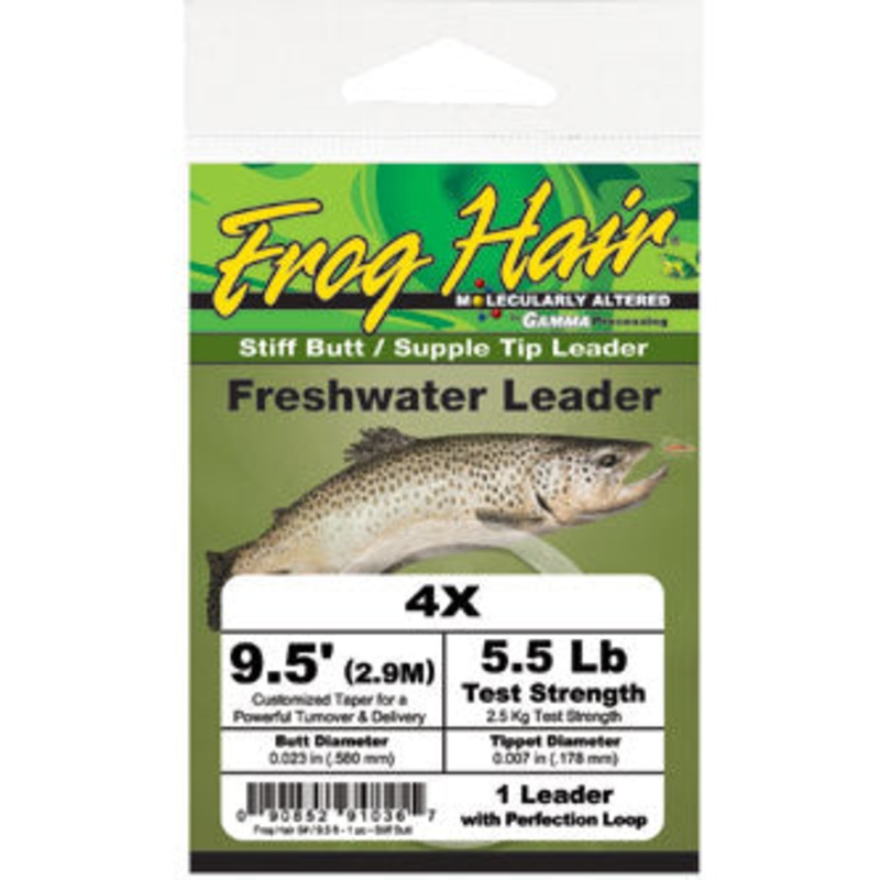 Frog Hair 9.5′ Supple Butt / Supple Tip Tapered Leader 0X