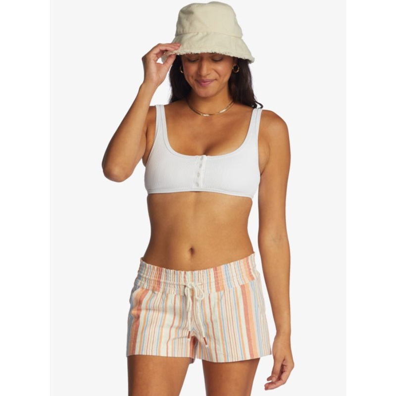 ROXY OCEANSIDE 2 STRIPED SHORTS SNOW WHITE TEXTURE STRIPE XS