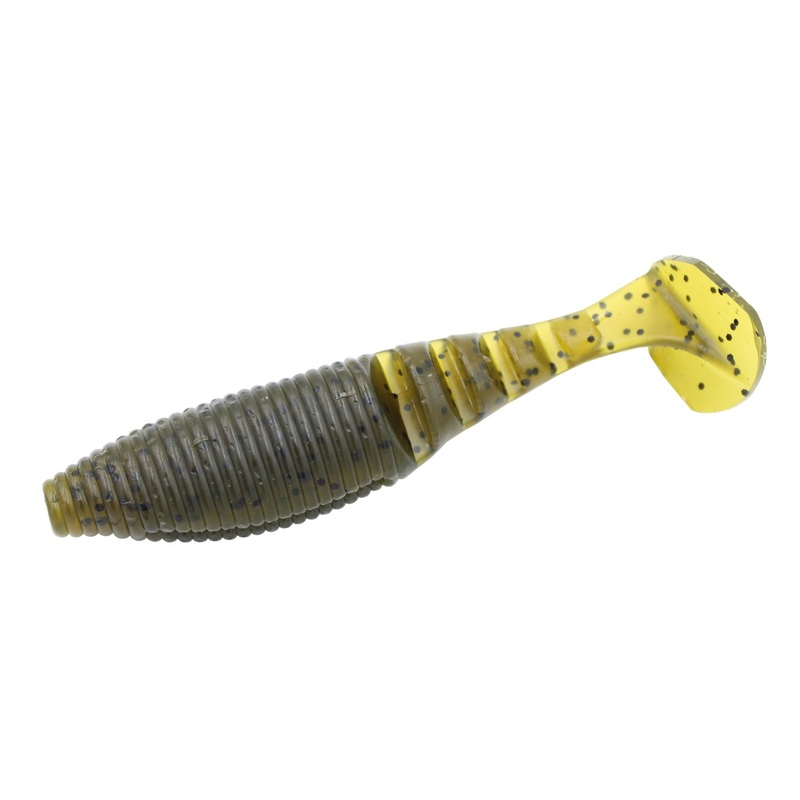 YAMAMOTO KICKIN’ ZAKO PADDLE TAIL SWIMBAIT Green Pumpkin w/ Black Flake – 297