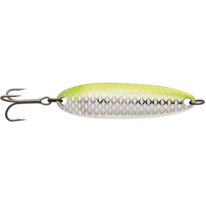 Luhr-Jensen Krocodile Spoon w/ Treble Hook – 2 1/2 oz Chrome Chartreuse Reflex 3.3125 inch – 2 1/2 oz