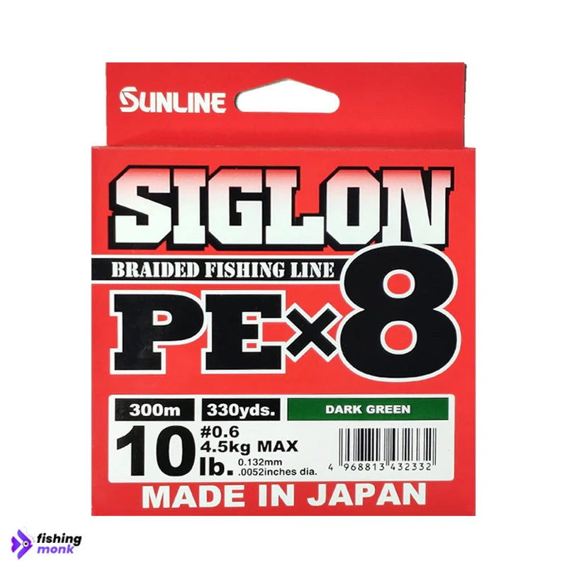 Sunline Siglon PE X8 Braided Fishing Line | #10lb – #100lb | 300mtr 10lb. – 4.5kg | 0.132mm Dark Green 300mtr