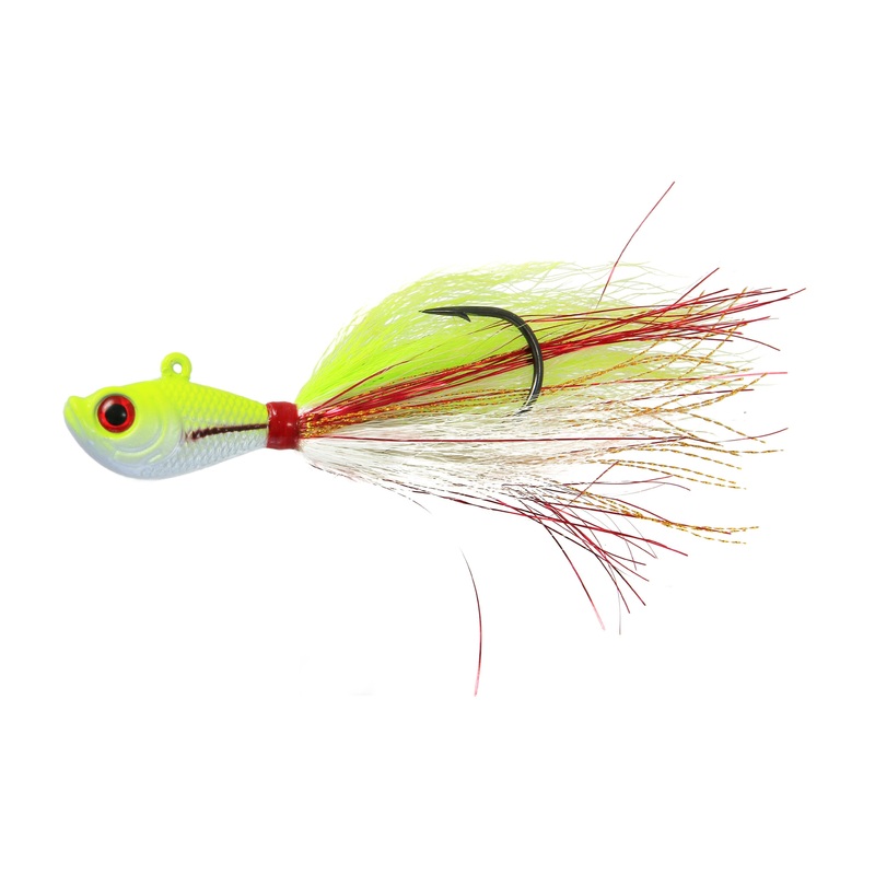 Jigging World Premium Bucktail V2 Jigs Crazy Chartreuse 3/8 oz