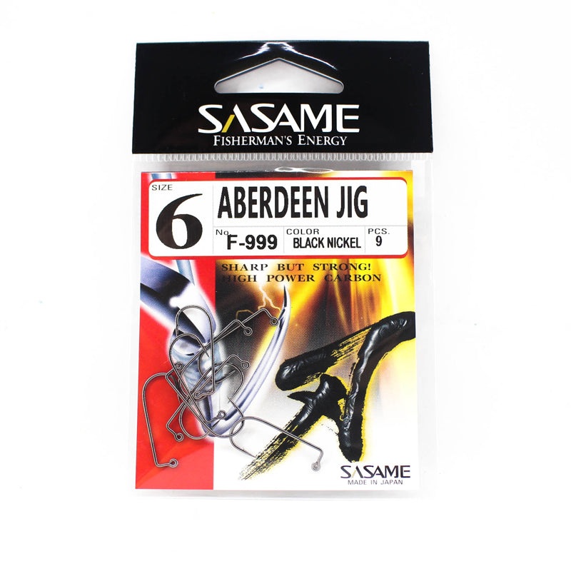 Sasame Aberdeen Jig Hooks  Black Nickel Finish (Made in Japan) #8 F-999 Black Nickel