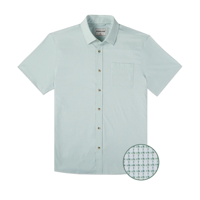 Poncho M’s The Green Monster Shirt Regular Turf Green Microcheck S