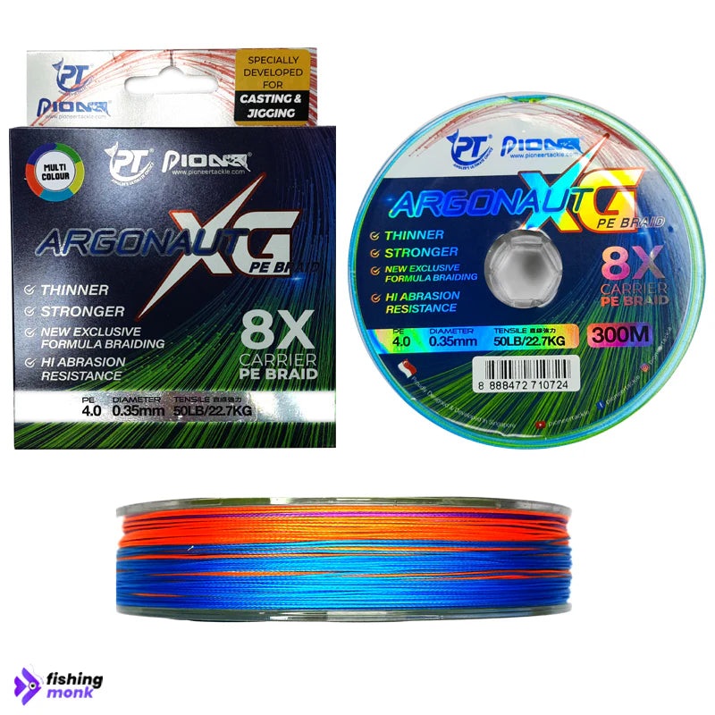 Pioneer Argonaut XG 8X Braid Line | 30lb – 50lb | 300 mtr #PE 2.0 Dia-0.20mm 30lb/13.6kg Multi Colour