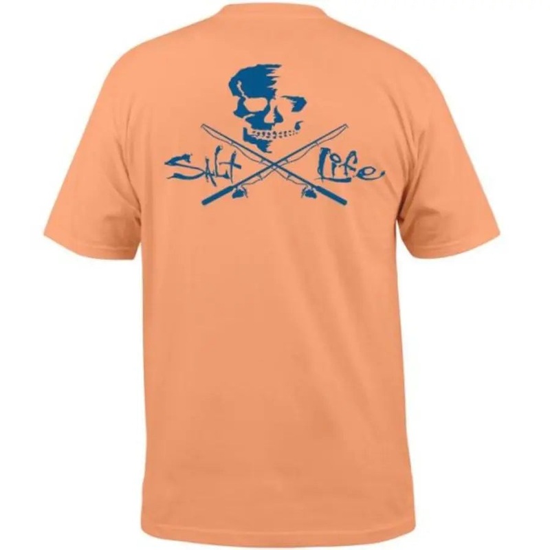 SALT LIFE SKULL AND POLES TEE ARUBA BLUE XL