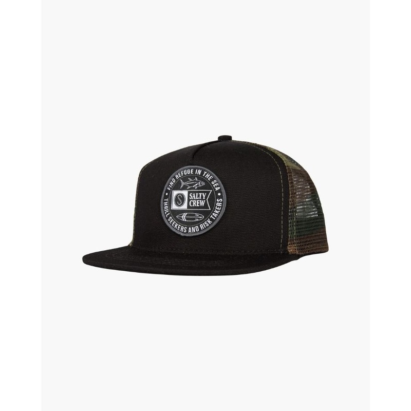 SALTY CREW YOUTH LEGENDS TRUCKER HAT BLACK CAMO