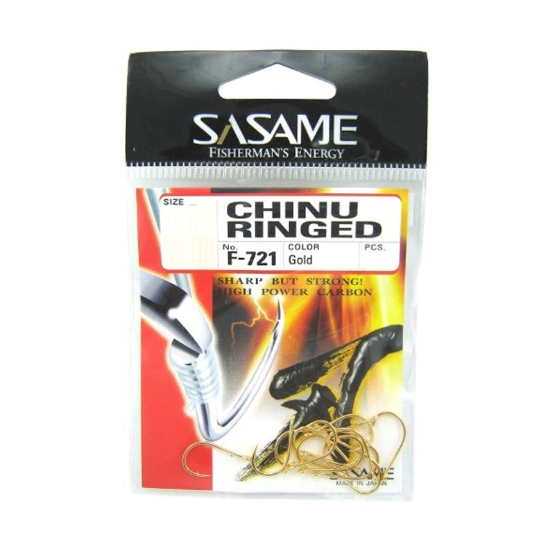 Sasame Chinu Ringed Gold Hooks | Size : #10 – #7/0 #10 F-721 Gold
