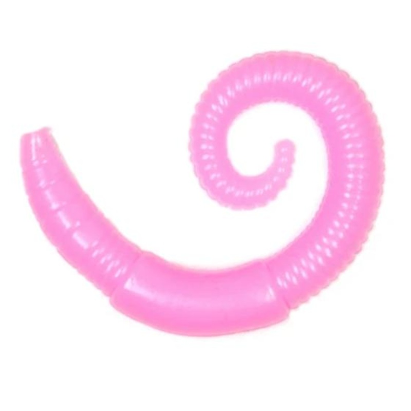 Lunkerhunt 2 inch River Worm Soft Plastic 8 pack Bubble Gum