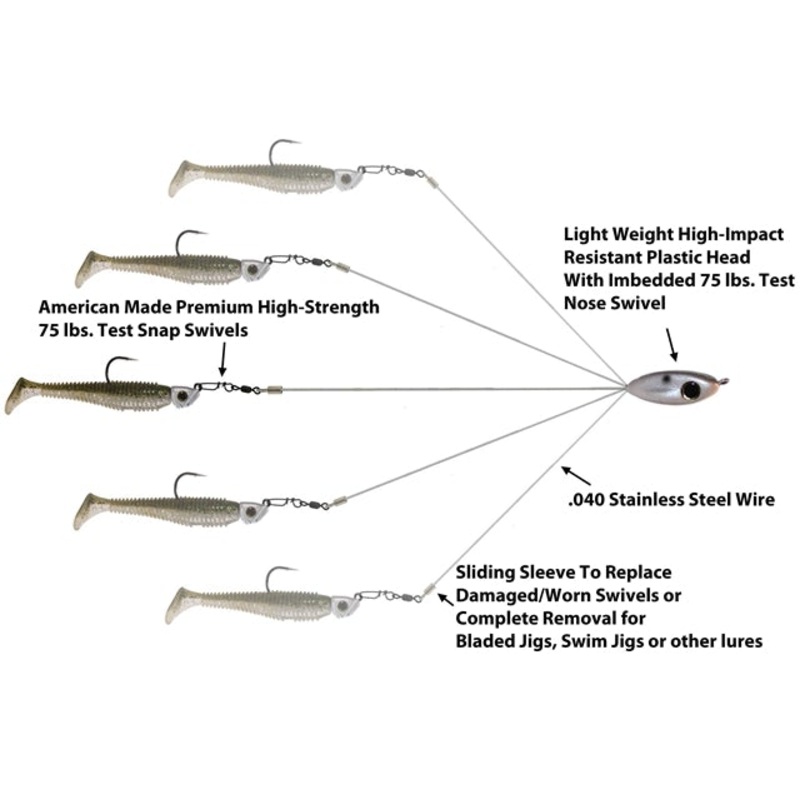 Picasso 6.75″ Flash Back Shad Nickel Willows School-E-Rig (1 Pk) Nickel/Gold Willows
