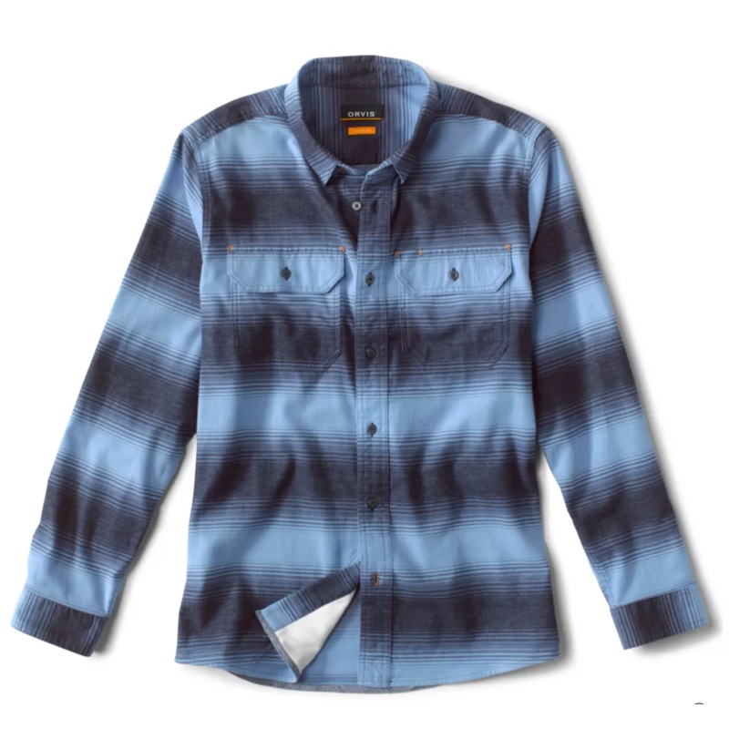 Orvis Men’s Flat Creek Tech Flannel – Dusk Stripe Small
