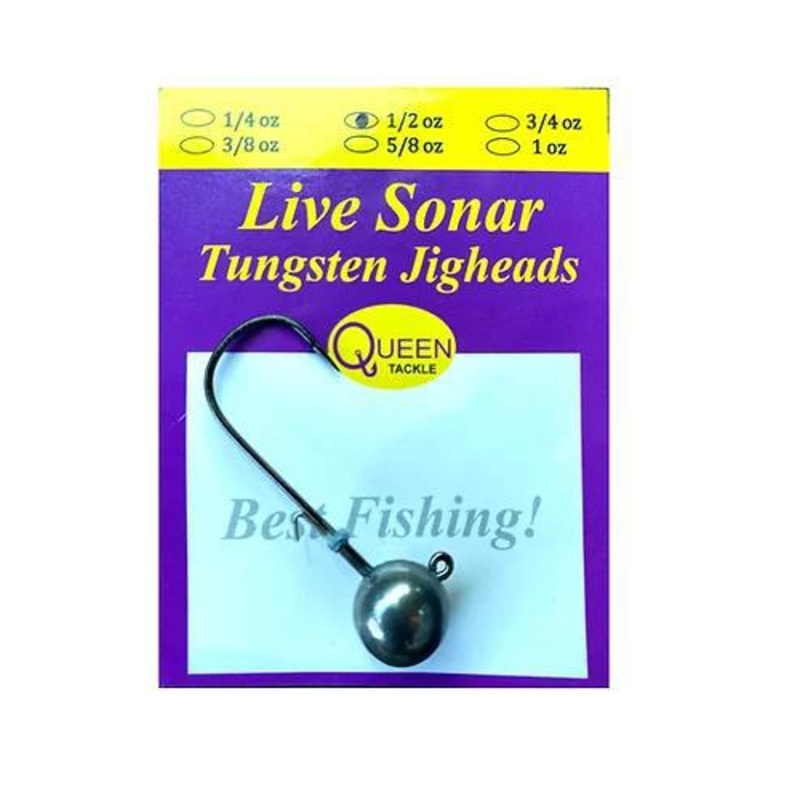Queen Tackle Live Sonar Tungsten Jigheads (2,3, 4, 6 or 10 Pk) 1/16 oz – #4 (10 Pk)