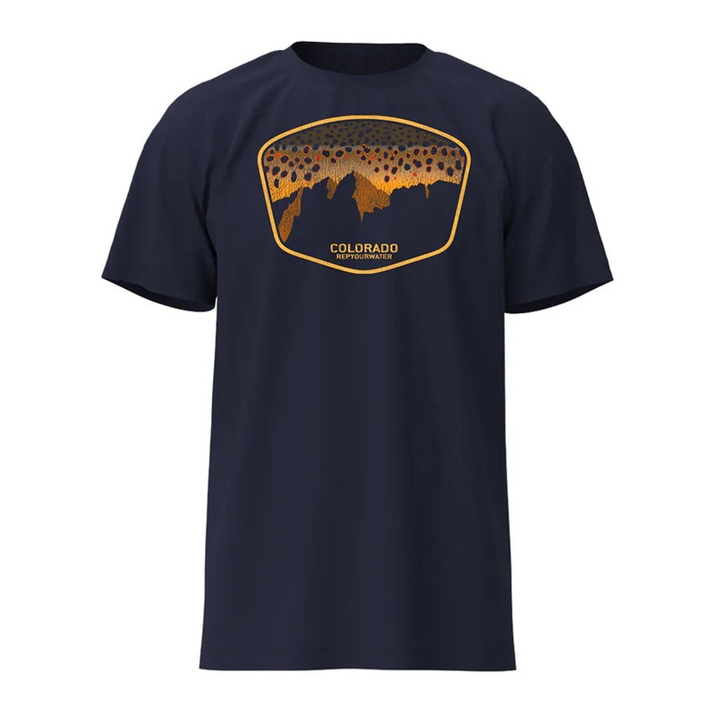 Rep Your Water – Colorado Mountain Brown Tee Navy M