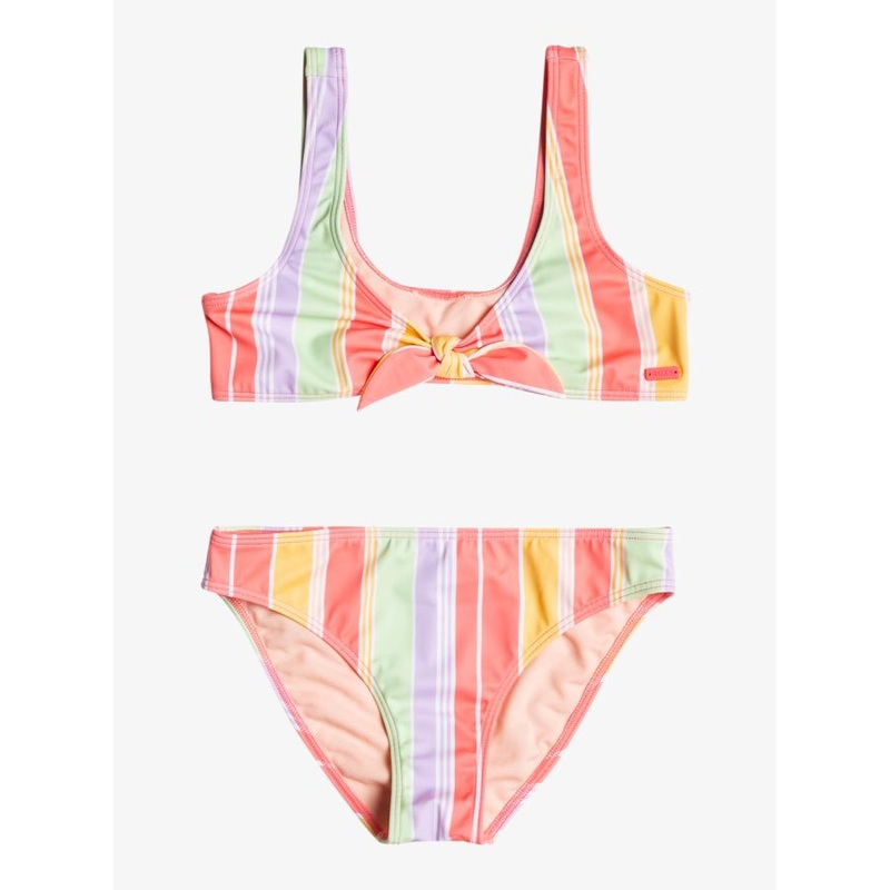 ROXY GIRLS 7-16 OCEAN TREASURE BRALETTE TWO PIECE BIKINI SET SUNKISSED CORAL SALTY SUNSET 7