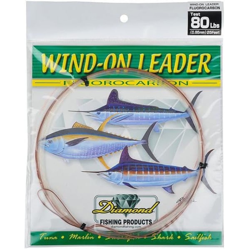 Diamond Fluorocarbon Wind-On Leader 80lb 25′ Clear White