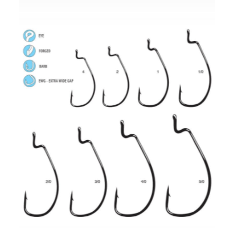 Gamakatsu Offset Shank Worm EWG Black (25 Pk) 1