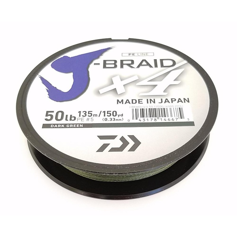 Daiwa J-Braid X4 Braided Line 150 Yards Dark Green 6 pound