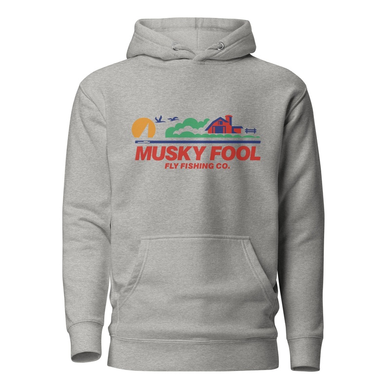 Musky Fool Wisconsin License Plate Hoodie Carbon Grey S