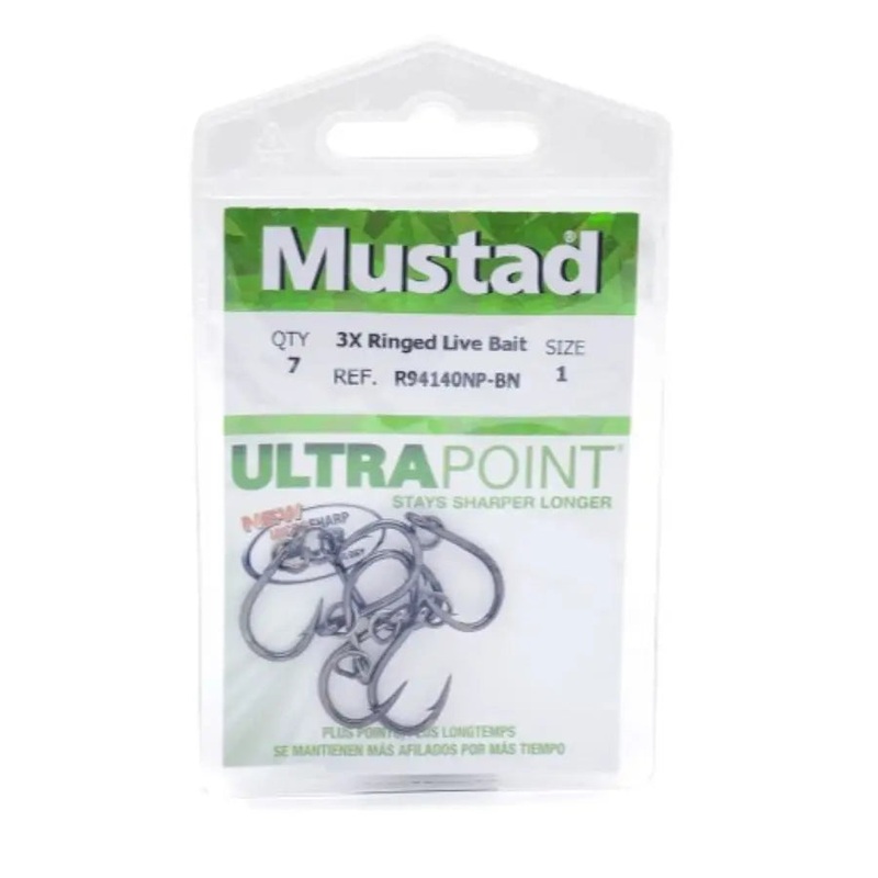 MUSTAD LIVE BAIT HOOK WITH ACTION RING R94140NP BN 3/0 (6pk)