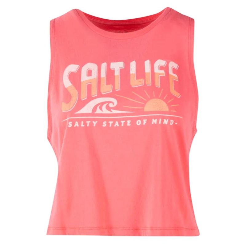 SALT LIFE SALTY STATE MUSCLE TANK PINK PUNCH L