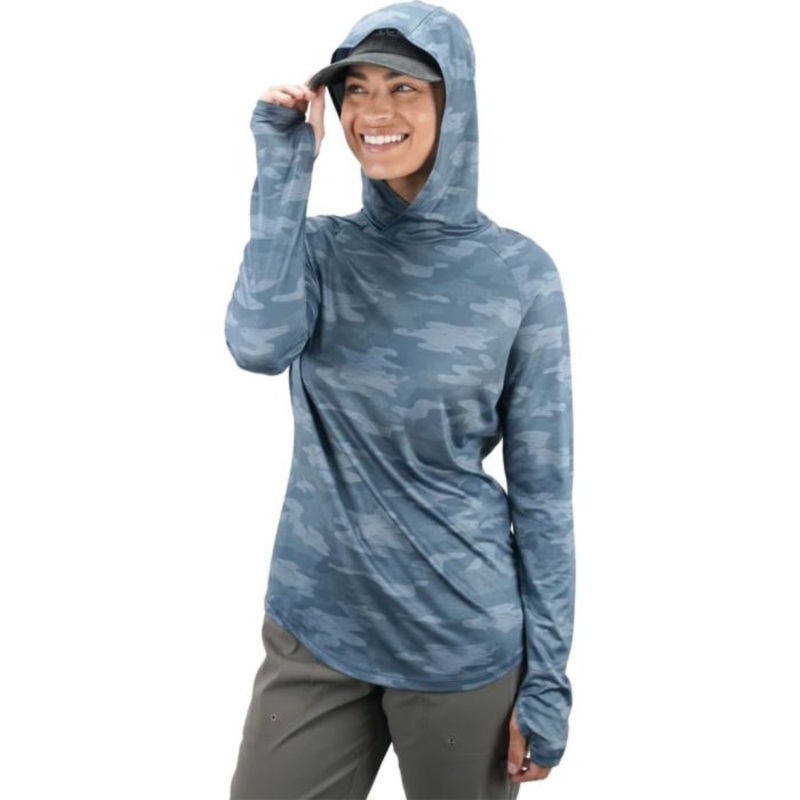 AFTCO TACTICAL CAMO HOOD L/S PERFORMANCE SLATE BLUE L