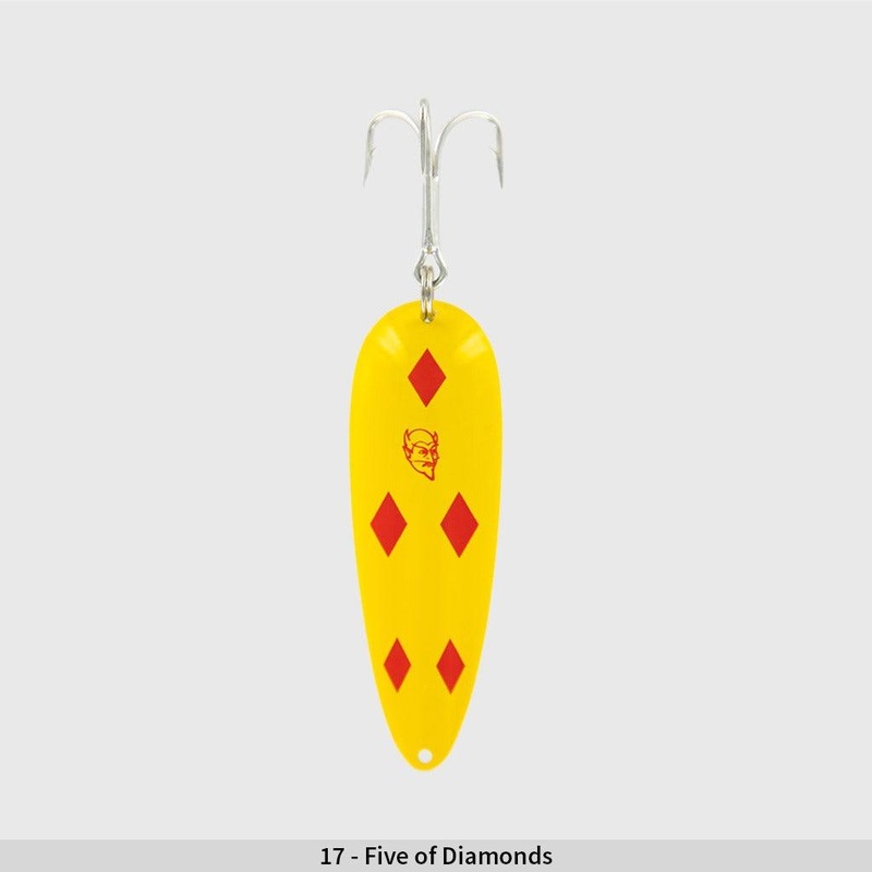 Dardevle Spinnie 1/4oz Spoons Yellow/Red Diamond W/ Bras Back