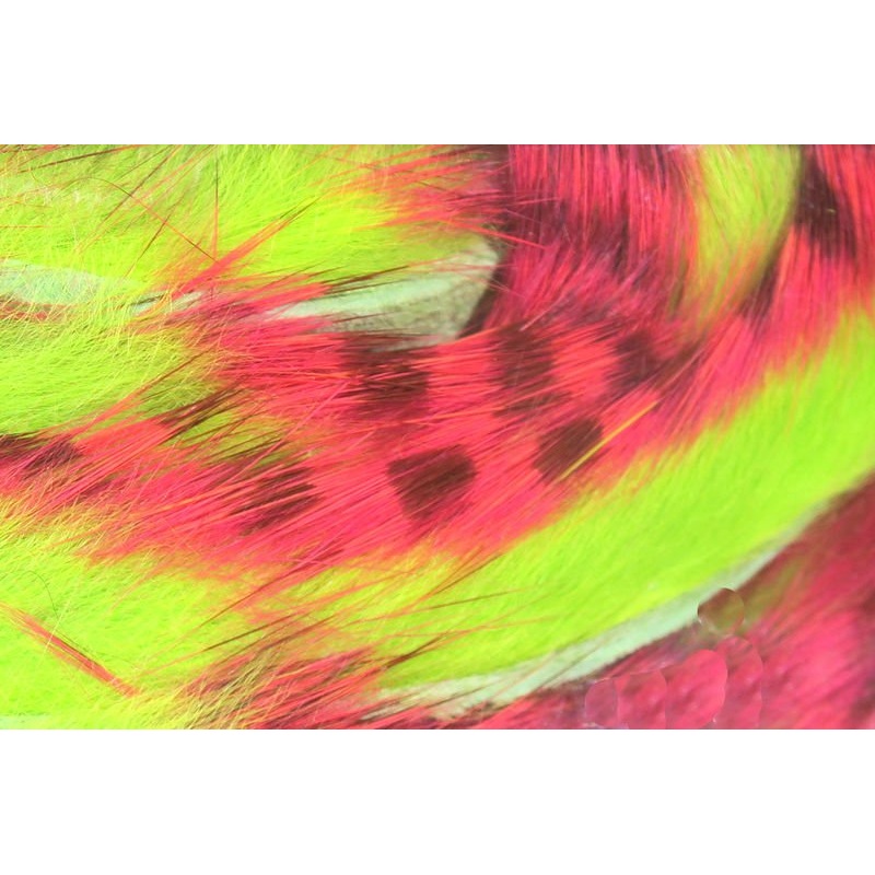 Hareline Magnum Tiger Barred Rabbit Strips Orange Black Over Yellow