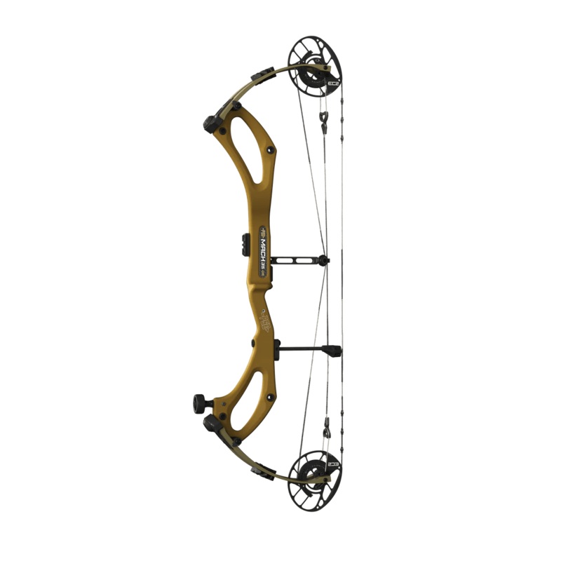 PSE Mach 35 DS Compound Bow EC2 | High-Performance Carbon Bow RH Brown Riser/Green Limbs 70