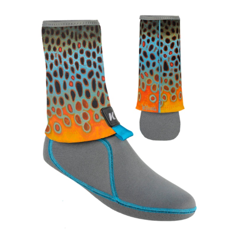 Korkers DeYoung Brown Flank Sock – I-Drain Neoprene Guard Socks / 3.5mm Small