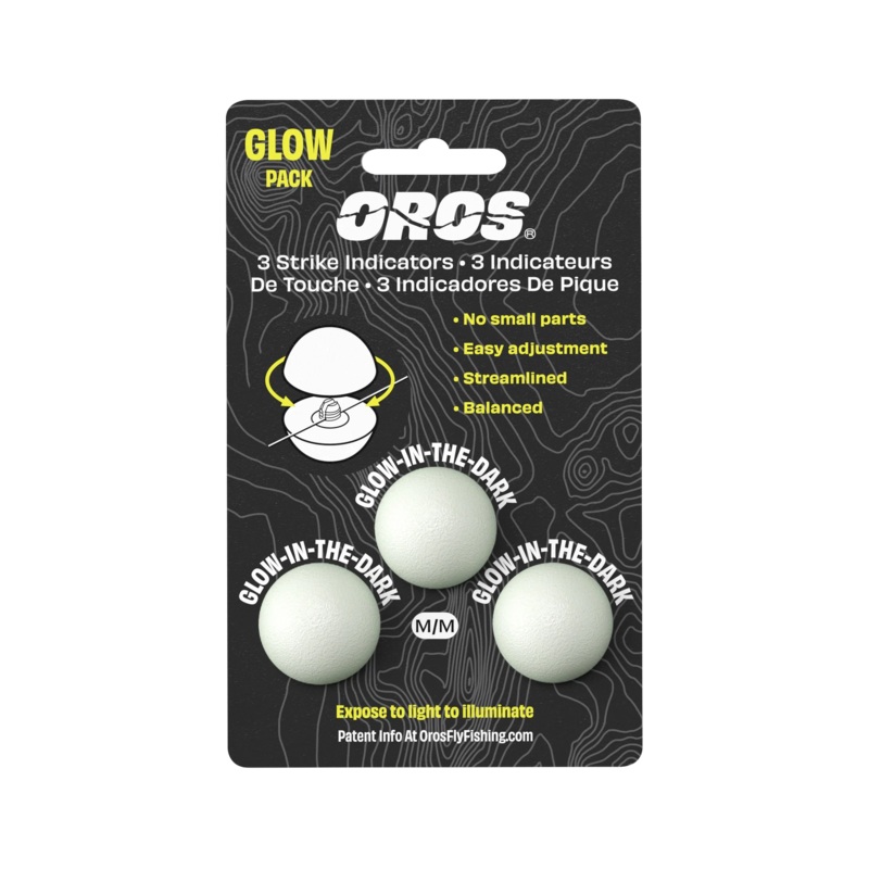 Oros Strike Indicator 3-Pack – Glow in the Dark Medium White – Glow in the Dark