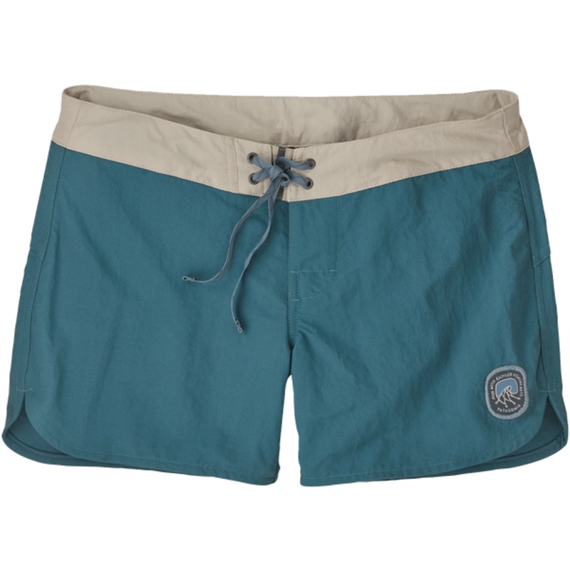 Patagonia – W’s Wavefarer Boardshorts – 5″ – Clean Currents Patch: Abalone Blue