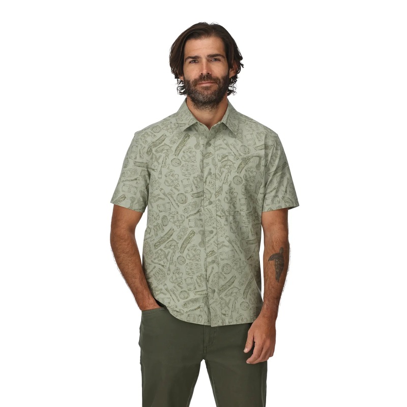 Simms M’s Tailout SS Shirt – New for 2025 Camp Pale Pine S