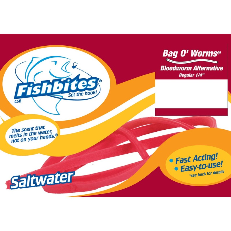 Fishbites Faster Acting Bag O’ Worms Soft Baits Scent: Bloodworm 1/4″ x 12″ – Color: Red