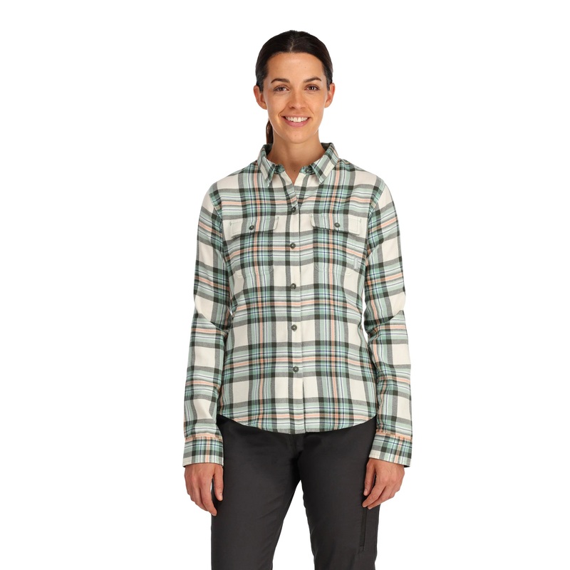 Simms – W’s Santee Flannel Shirt – Seafoam Camp Plaid L