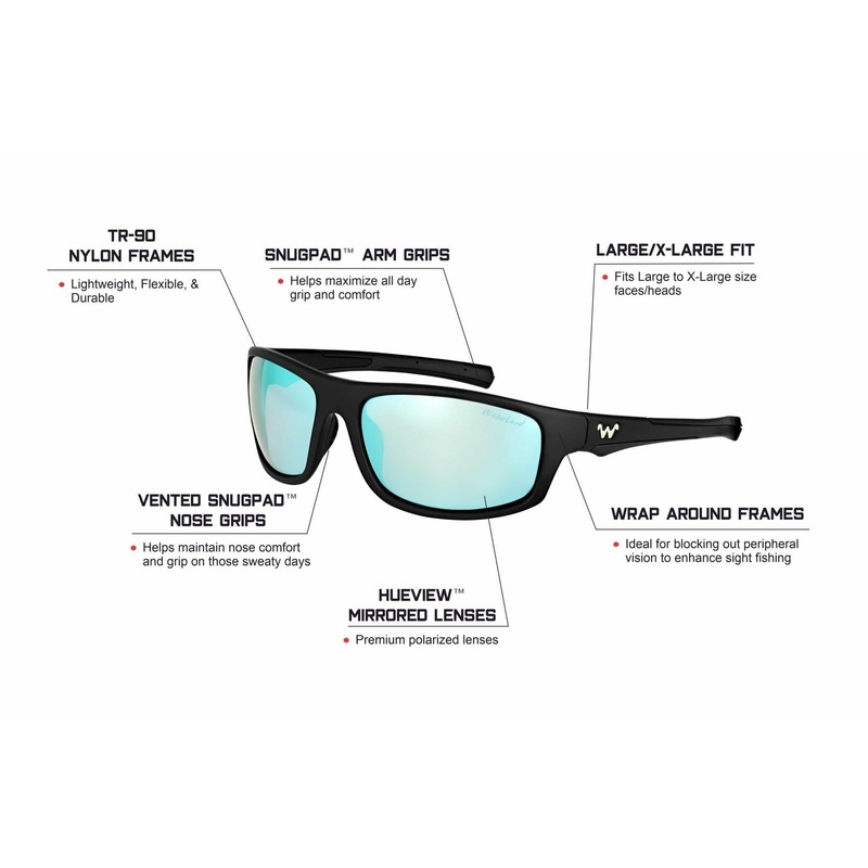 WATERLAND HASKET POLARIZED SUNGLASSES Blue Mirror HueView Polycarbonate