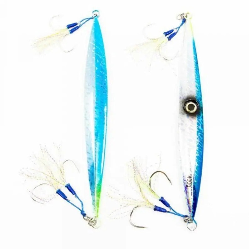 JIGS R US TORPEDO SLOW PITCH JIG BLUE GLOW 300G