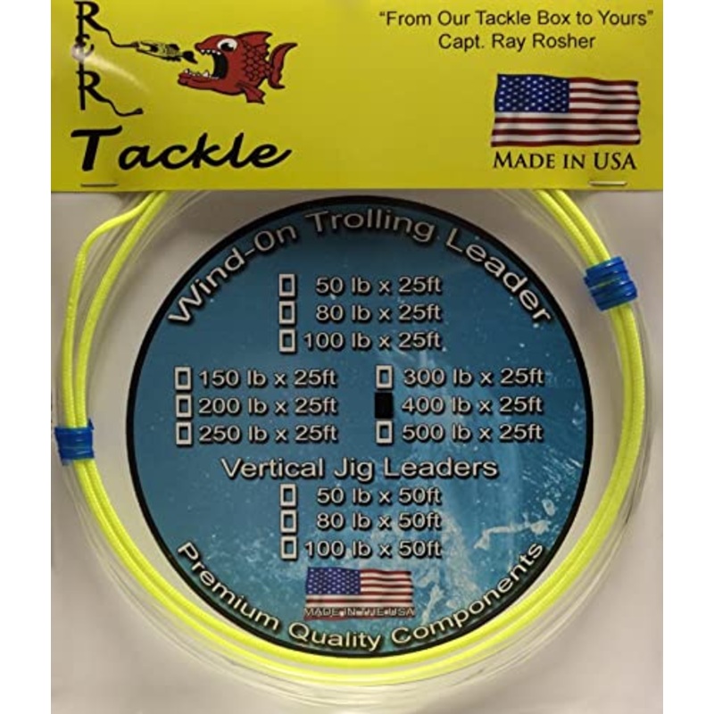 R&R Wind-on Leader 400# x 25′ with high-vis, super-strong