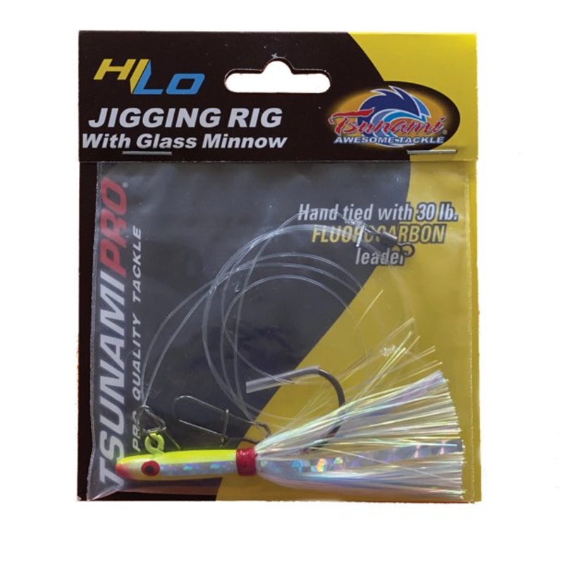 Tsunami Jigging Rig with Glass Minnow Lure CW – Chartreuse/White