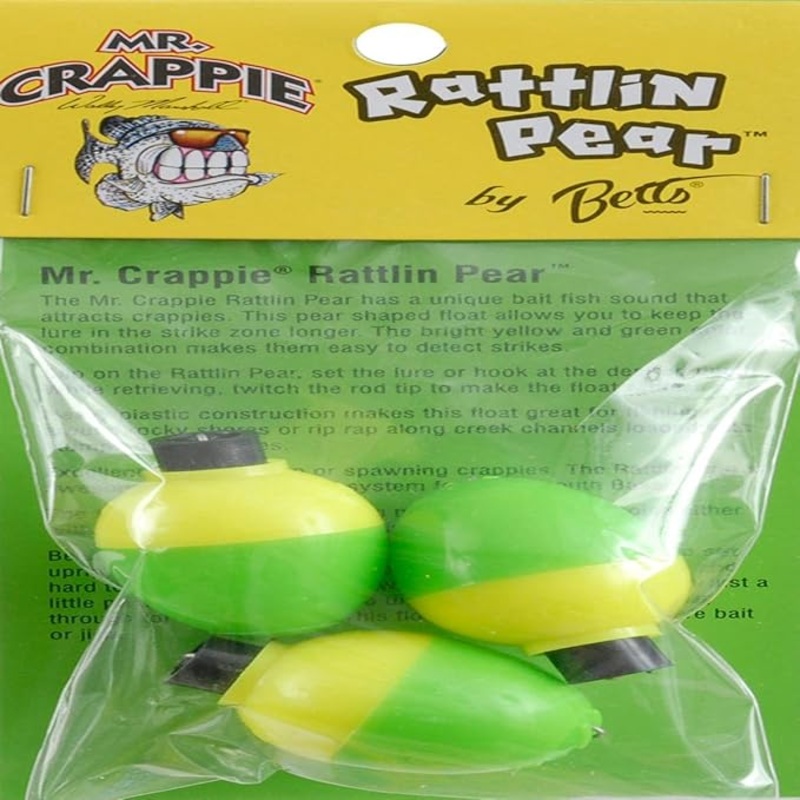 Mr. Crappie RP3P-3YG Rattlin Pear Floats 1″ Yellow/Green 3Pk