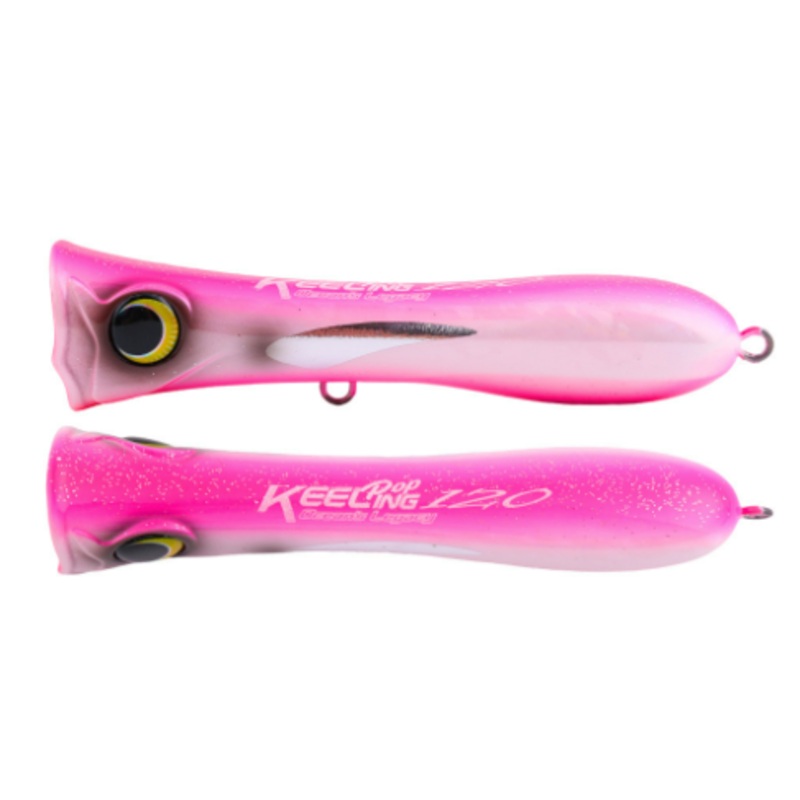 Ocean’s Legacy Keeling Popper Pink Glow 140mm Rigged