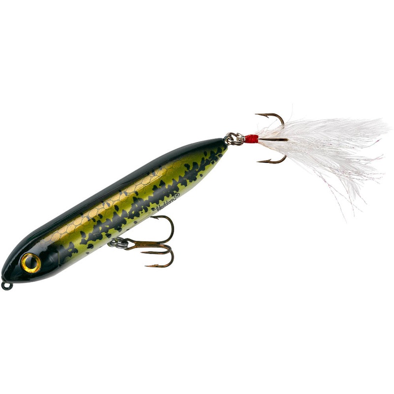 Heddon Super Spook Jr. Feather Dressed 3 1/2 inch Topwater Walker Baby Bass