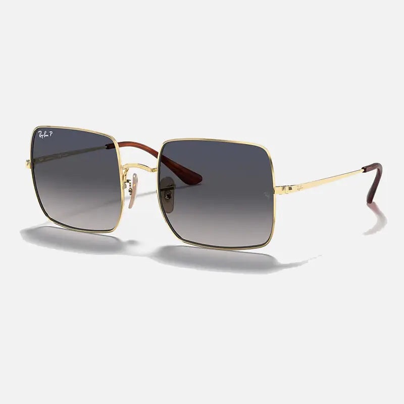 RAY-BAN SQUARE 1971 CLASSIC POLORIZED SUNGLASSES GOLD BLUE GREY GRADIENT