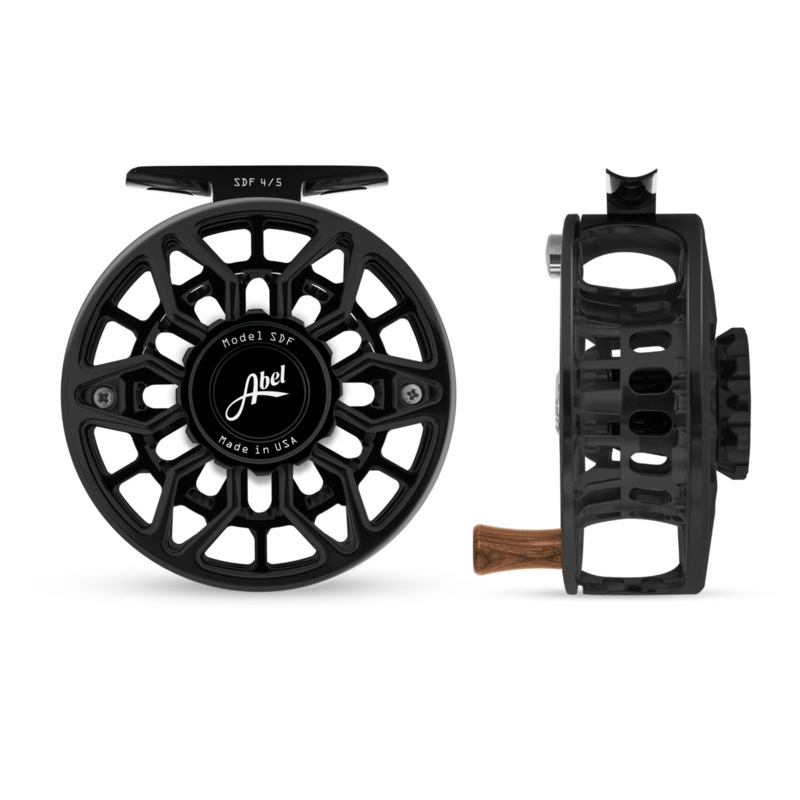 Abel SDF Fly Reel Ported – Basic Black – 4/5 WT with Black Walnut Handle 4/5 wt