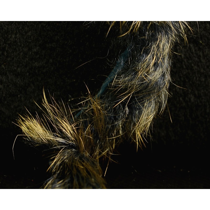 Hareline Crosscut Shimmer Rabbit Strips Black With Gold Shimmer