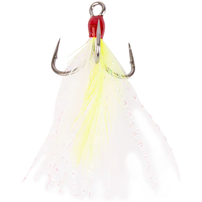 Mustad Alpha-Point In-Line Triple Grip Feathered Hooks – 2 Pack Chartreuse #6 – 2 Pack