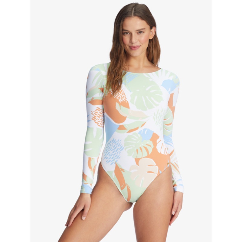 ROXY BABY LS ONE PIECE SWIMSUIT BRIGHT WHITE UNDERTONE L